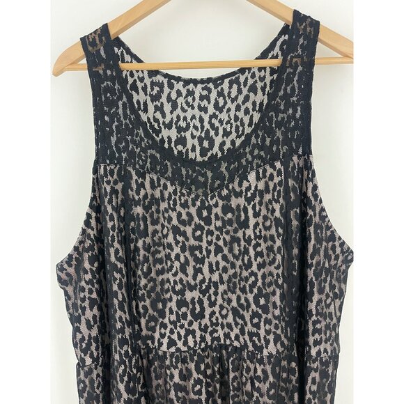 Size 28 4X NEW$89.95 LEOPARD PRINT LACE OVERLAY ILLUSION MIDI DRESS Plus Size - Picture 4 of 6